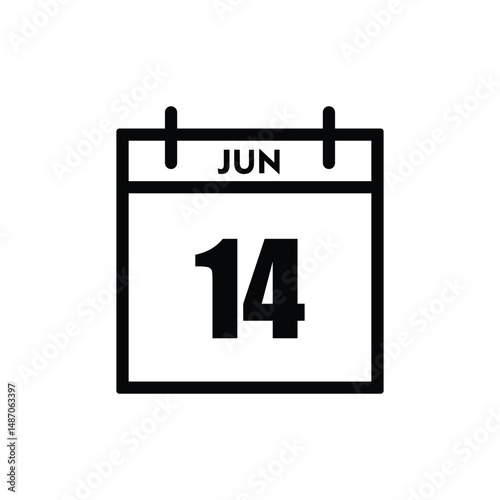 calender icon, 14 june icon with white background