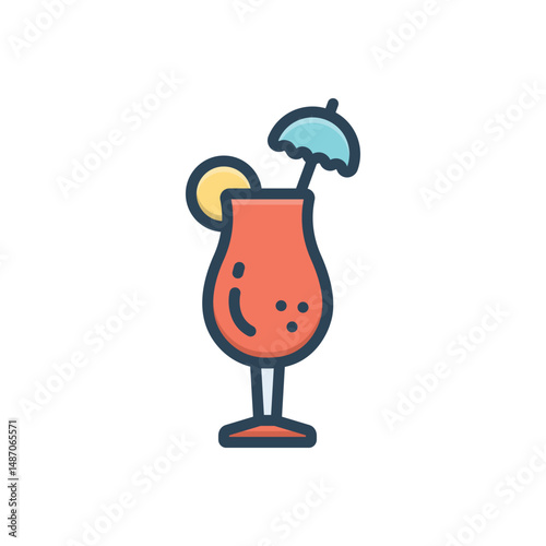 Color illustration icon for cocktail