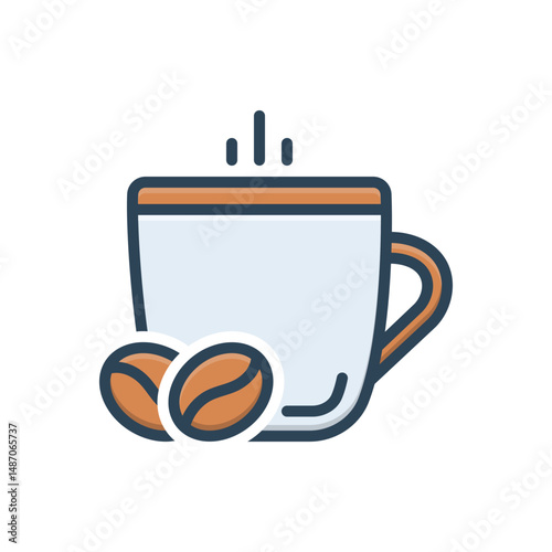 Color illustration icon for coffee