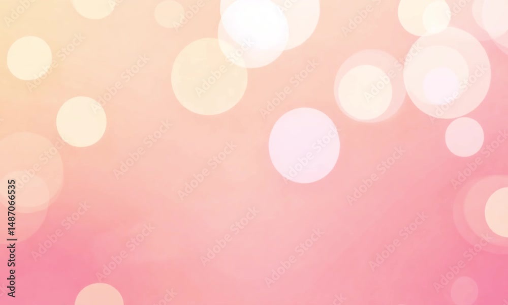 Abstract pastel pink and peach bokeh circles slowly drifting across a creamy gradient background