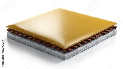 Orange glass tile isolated on a white background. Generative AI