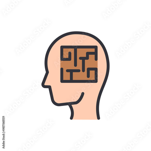 Human Mind Representing A Complex Maze Thinking Process Concept