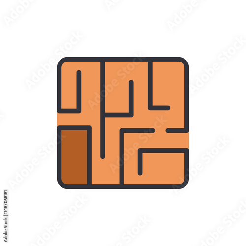 Square Maze With Winding Path And Round Edges Isolated On Transparency