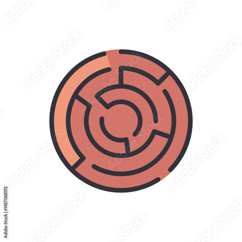 Conceptual Round Maze Illustration Representing Problem Solving Challenge