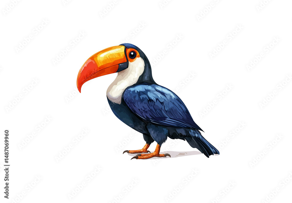 Fototapeta premium Watercolor toucan isolated on white background.