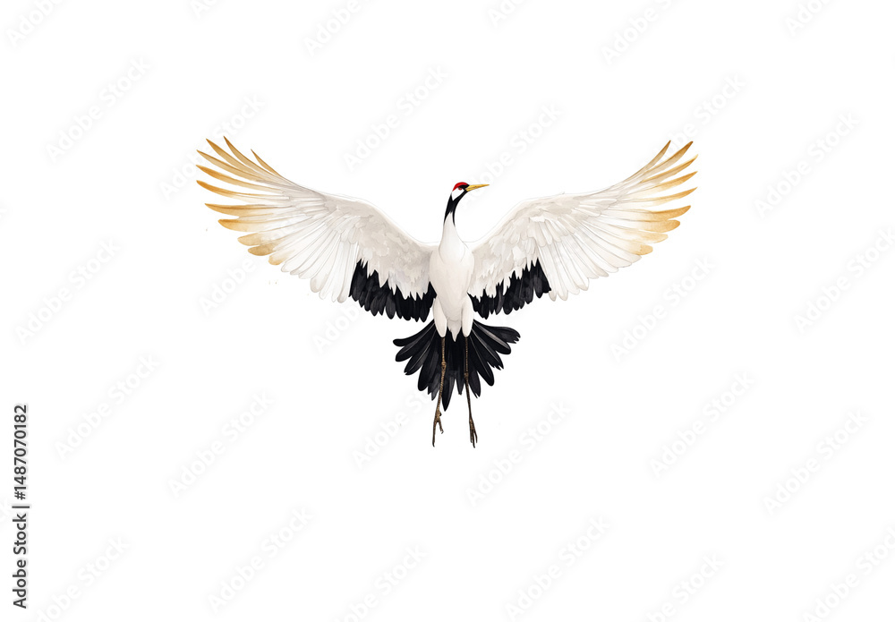 Obraz premium White crane, Chinese style, on a white background
