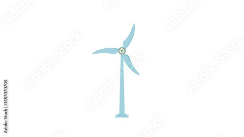 light blue windmill on white background. renewable energy theme. environmental theme. simple animation. motion graphics