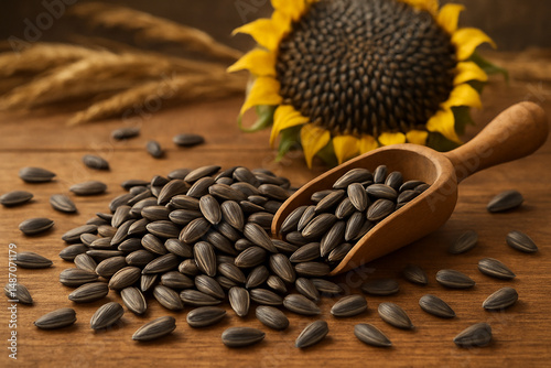 Sunflower seeds on the table