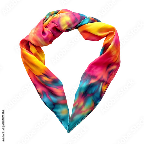 Colorful Tie-Dye Performance Cooling Bandana Isolated on Transparent Background