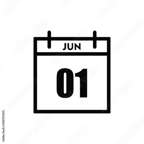 calender icon, 01 june icon with white background