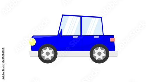 blue car on white background. sedan. old car. transportation. automotive. vehicle. simple animation. motion graphics