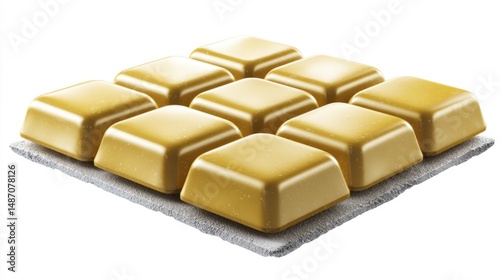 Yellow Mosaic Tiles Interior Design Isolated on White Background. Generative AI