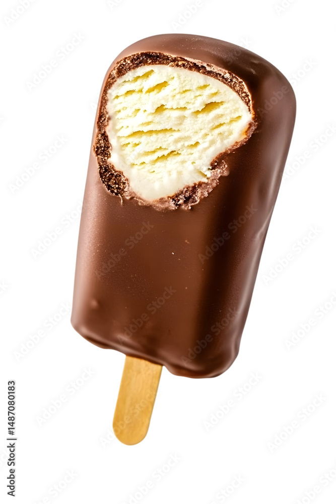 Obraz premium Chocolate glazed icecream escimo tasty isolated on the white. Ai Generated Images