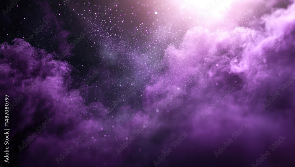 Fototapeta premium Purple nebula clouds with glowing light