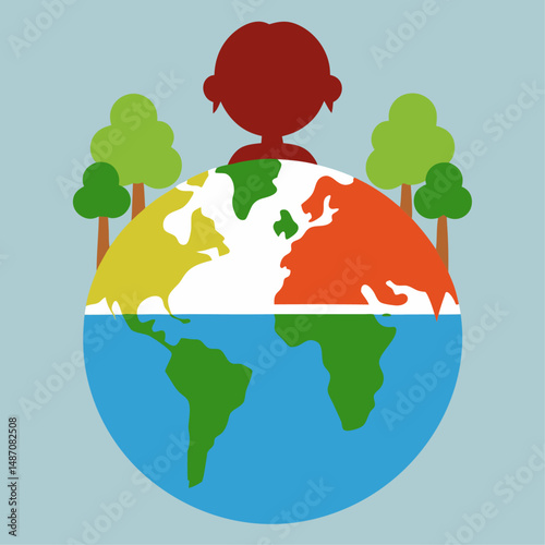 Raise awareness for children’s rights with a heartfelt illustration for World Day Against Child Labour designed in an organic flat style to inspire global change