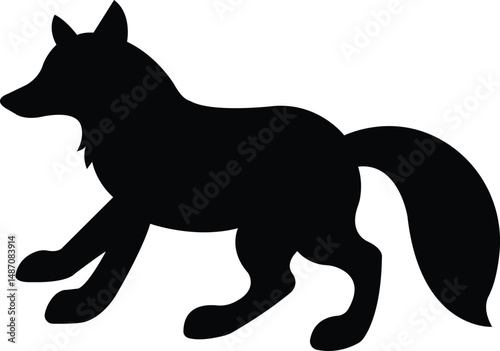 Silent Silhouette of a Wild Fox: A bold black silhouette of a majestic fox is captured in a timeless representation. This striking graphic evokes a sense of elegance and the untamed wilderness.