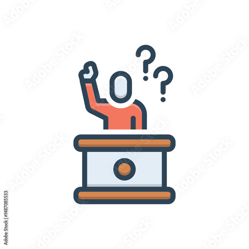 Color illustration icon for questioning