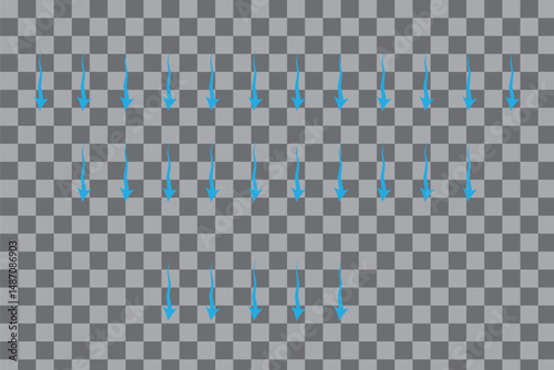 Air flow. Set of blue arrows showing direction of air movement. Wind direction arrows. Vector illustration isolated on white background.