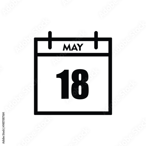 calender icon, 18 may icon with white background