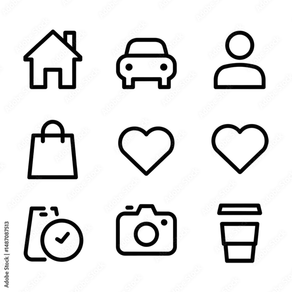 Black Outline Icons Set concept, Business or organization management icon set Black Outline Icons Set concept, Business or organization management icon set