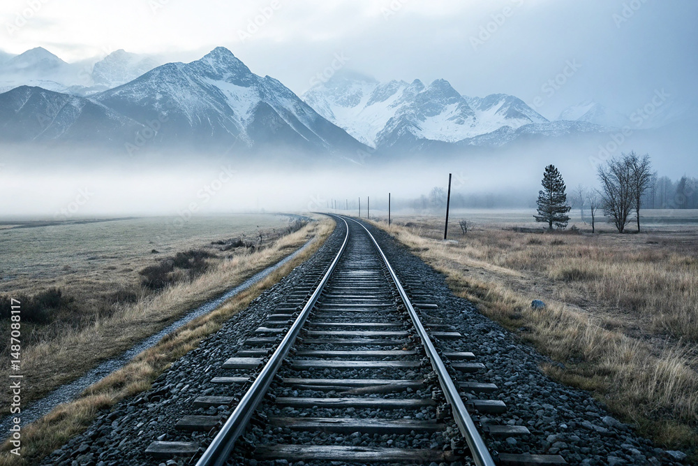 Fototapeta premium Misty Rails to the Peaks