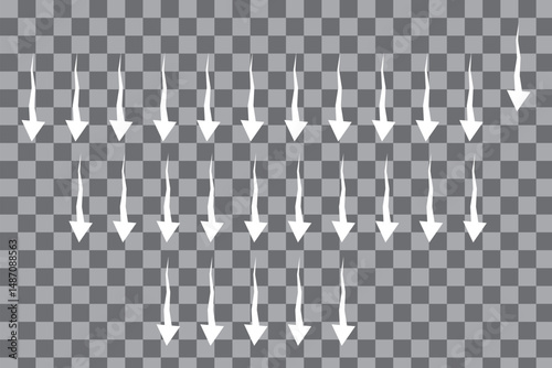 Air flow. Set of blue arrows showing direction of air movement. Wind direction arrows. Vector illustration isolated on white background.