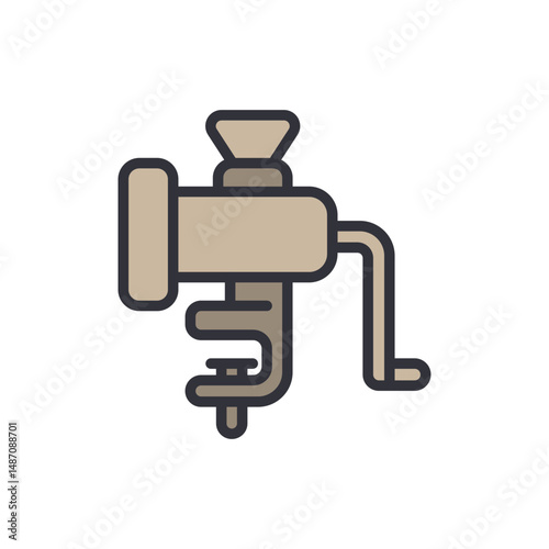 Stylized Icon Of A Manual Meat Grinder With A Transparent Background