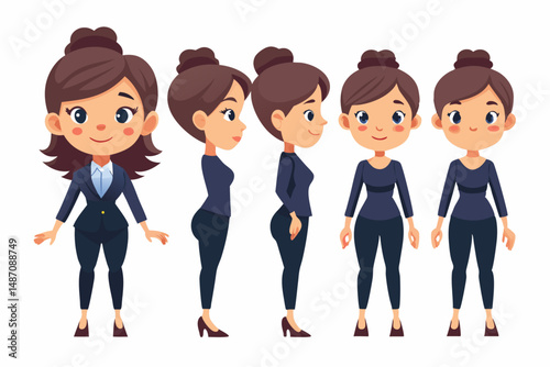 Young business woman character in casual style designed for professional and friendly visual representation in modern work scenarios