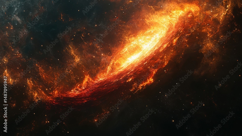 Obraz premium Fiery Cosmic Nebula in Deep Space Space Universe Galaxy Nebula Cosmic Star Astronomy Science Formation Explosion Energy 