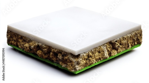 Beige Concrete exterior tile isolated on white background. Generative AI