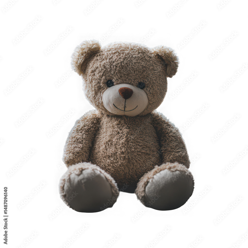 Obraz premium Teddy bear plush animal sitting on transparent background on png transparent background