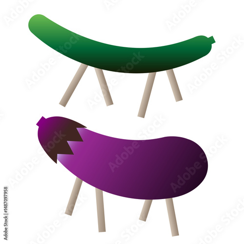 精霊馬と精霊牛のイラストセット