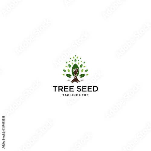 tree seed logo vector design