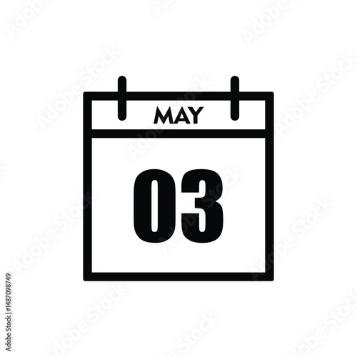 calender icon, 03 may icon with white background
