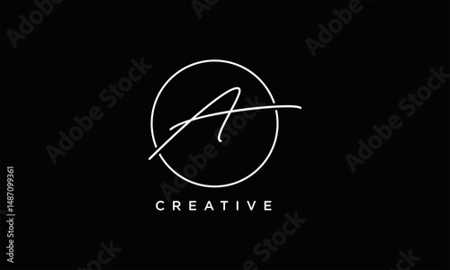 Minimal monogram style vector logo letter A calligraphy
