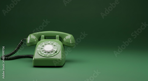 rotary phone,  vintage phone,  retro phone, Retro Green Rotary Phone on Green Background