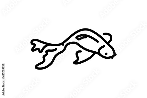Koi carp line icon, food and sea, koi fish sign, vector graphics, a linear pattern on a white background.