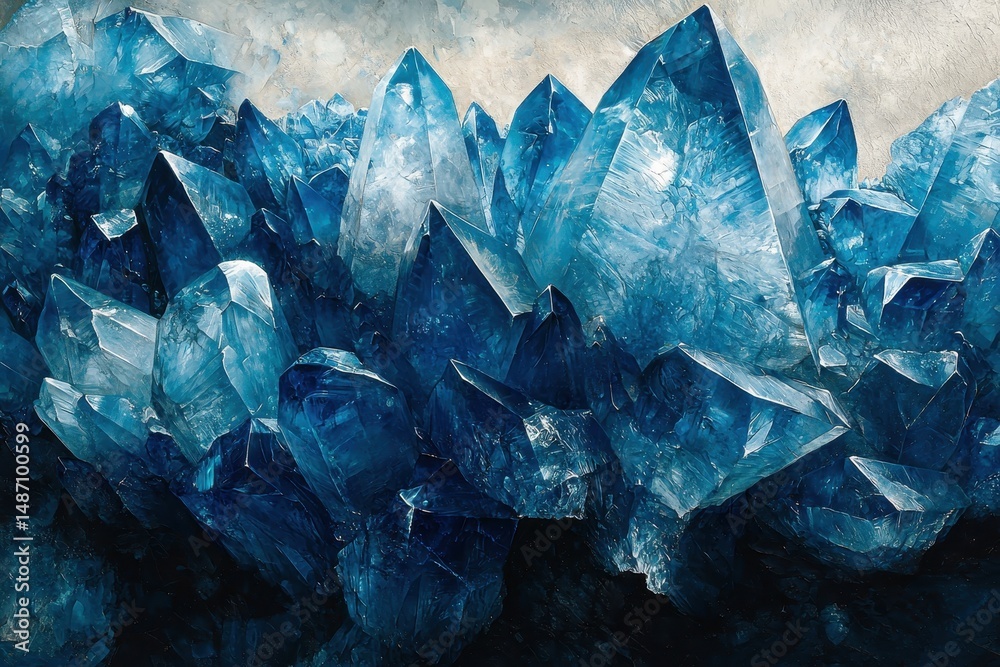 Obraz premium Stunning Blue Crystal Formation with Sharp Edges and Intricate Details in Natural Light