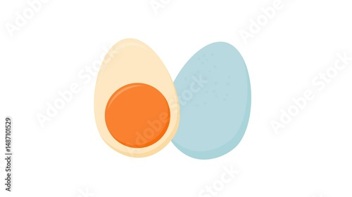 salted egg on white background. duck egg. light blue shell egg. culinary. fermented culinary. delicious food. simple animation, motion graphics