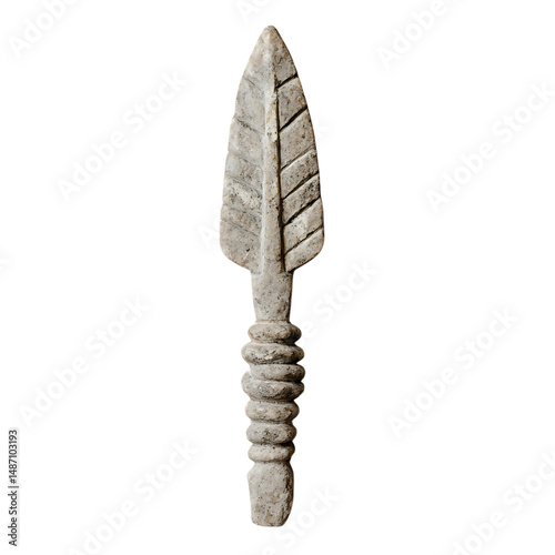 A Stone Arrow with Mississippian Serpent Hands Nati Isolated on Transparent Background
