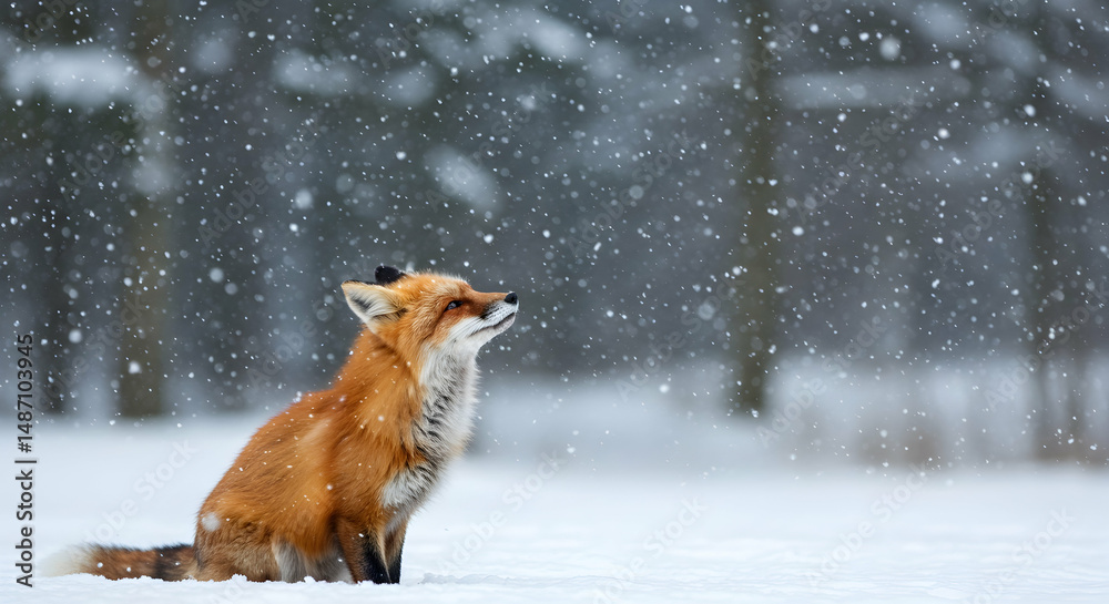 Obraz premium red fox, vulpes vulpes, fox, Red Fox in Winter Wonderland