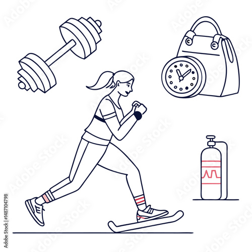 set of 30 outline icons related to gym and fitness