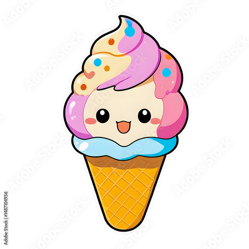 ice cream vector illustration sticker