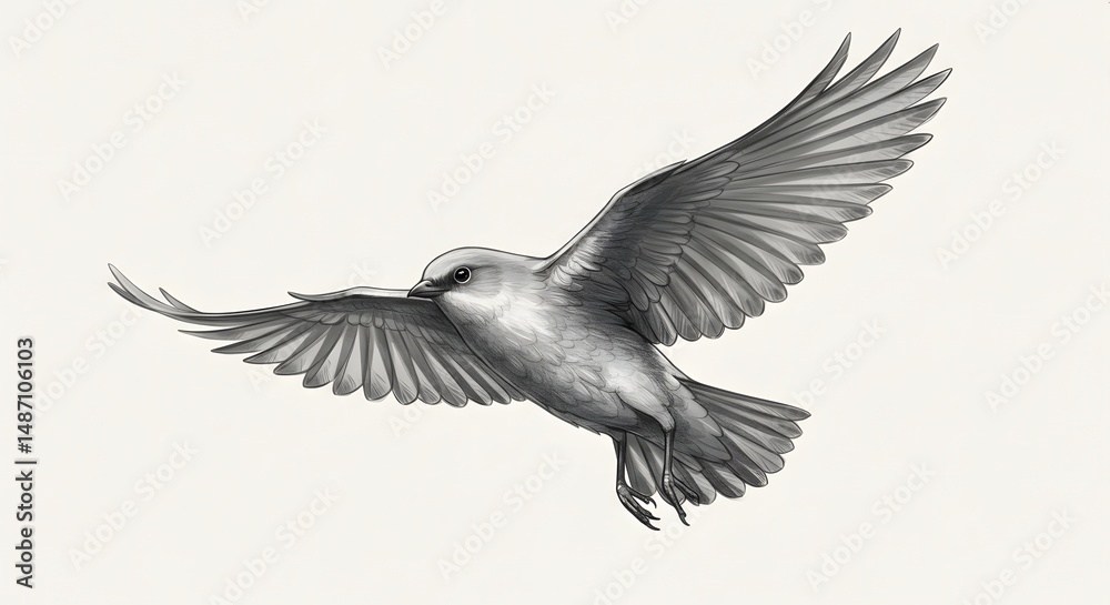 Obraz premium Bird in Flight Sketch
