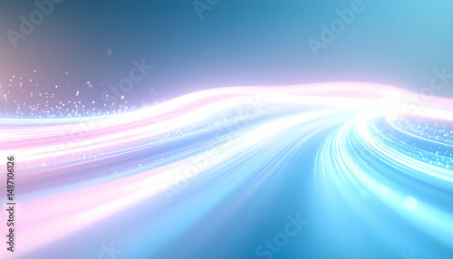 Abstract Futuristic Background with Pink and Blue Glowing Neon Waves