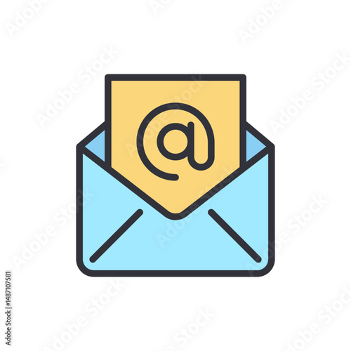 Free Download Colorful Email Illustration Of A Newsletter In Light Blue Envelope - GFXLoad