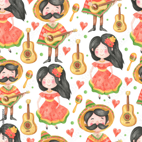 Pattern Cinco de Mayo characters