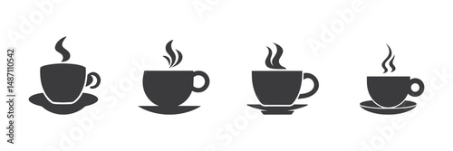 Set of coffee cups, vector illustration.