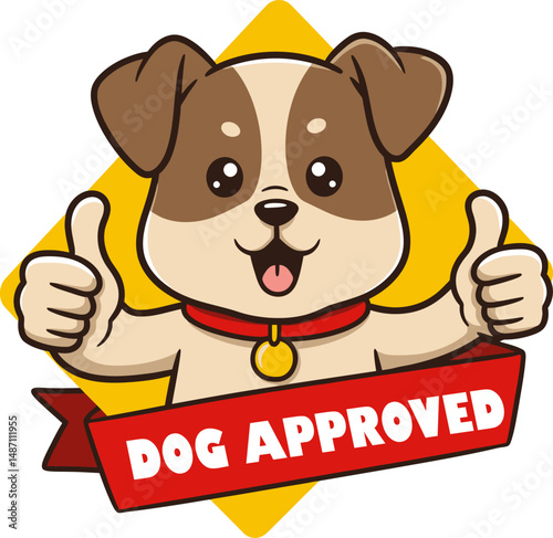Adorable Cartoon Dog Giving Two Thumbs Up Dog Approved Illustration