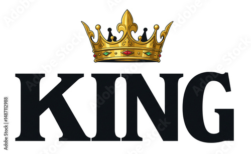 Regal "KING" Typography with Ornate Crown